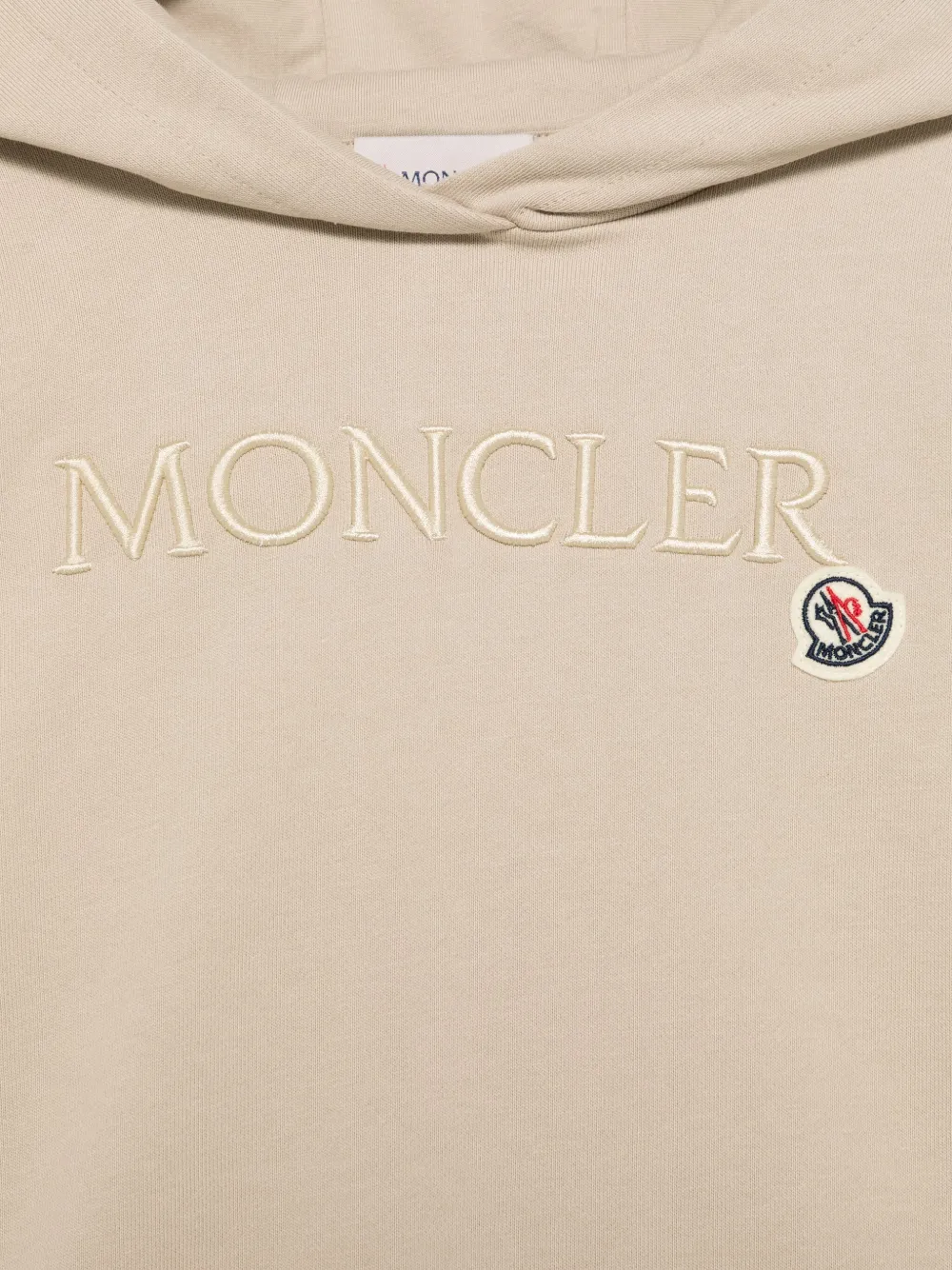 Moncler Enfant Hoodie met geborduurd logo Beige
