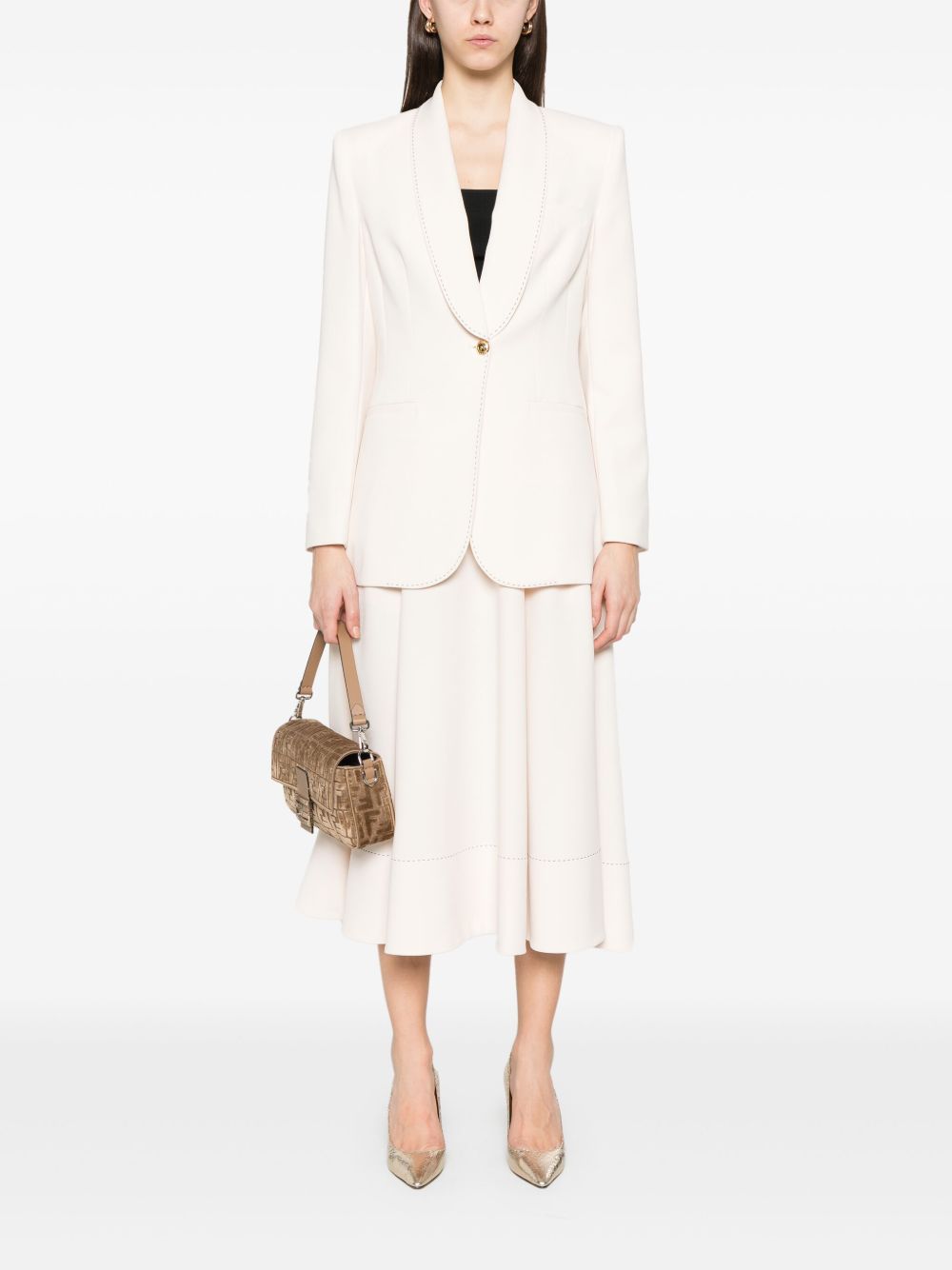 Elisabetta Franchi Crêpe blazer met contrasterend stiksel - Beige