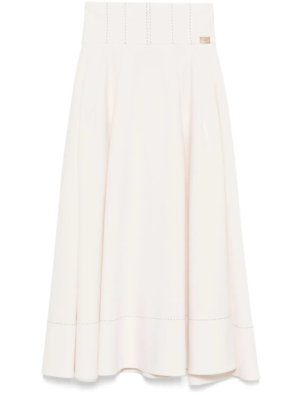 Elisabetta Franchi Midi-rok met contrasterend stiksel Beige