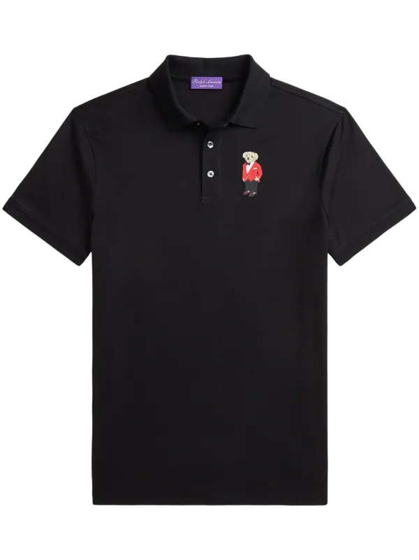 Ralph Lauren Purple Label Polo Bear-embroidered Polo Shirt Black