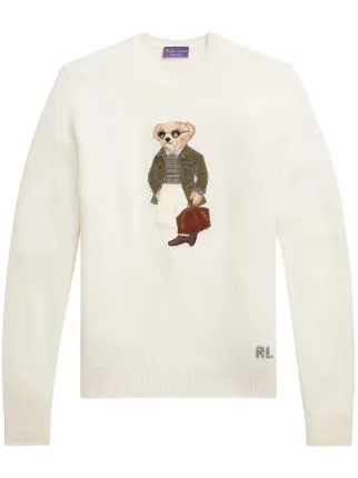 Ralph Lauren Purple Label Suéter Com Bordado Polo Bear | Branco
