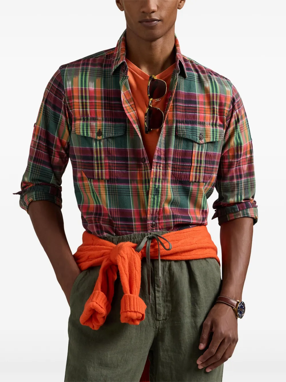 Polo Ralph Lauren Madras Shirt In Green