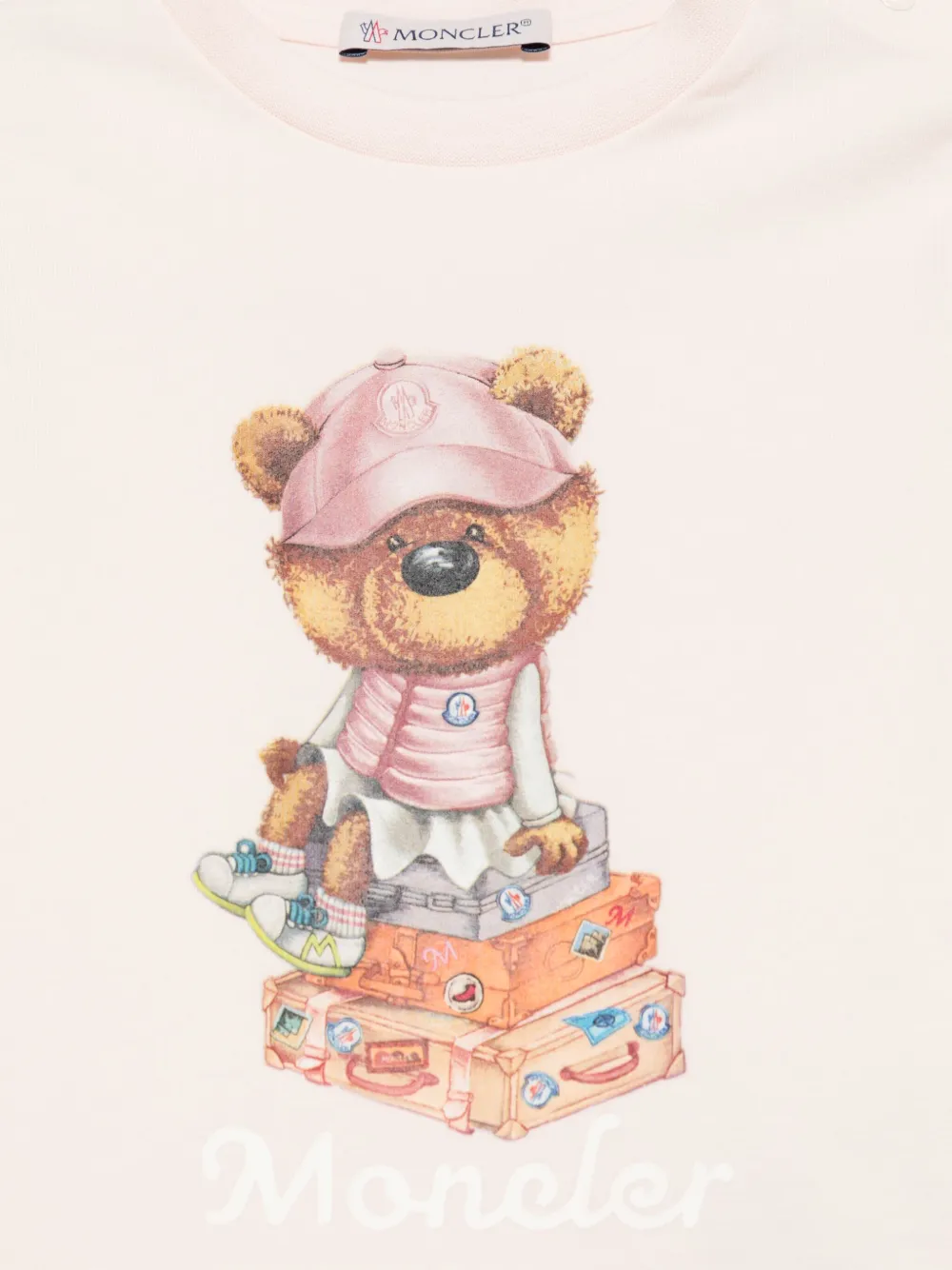 Moncler Enfant T-shirt met teddybeerprint Roze