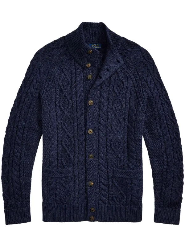 RALPH LAUREN アランニットカーディガン Polo Ralph Lauren アランニット カーディガン | ブルー | FARFETCH JP