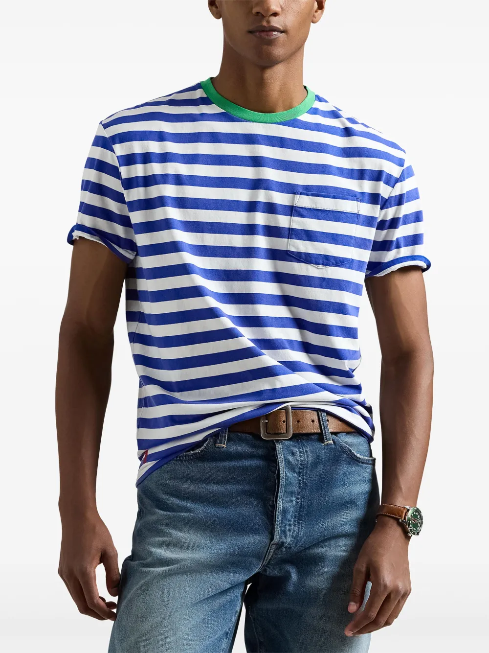 Polo Ralph Lauren Classic Fit Striped Jersey T-shirt In White