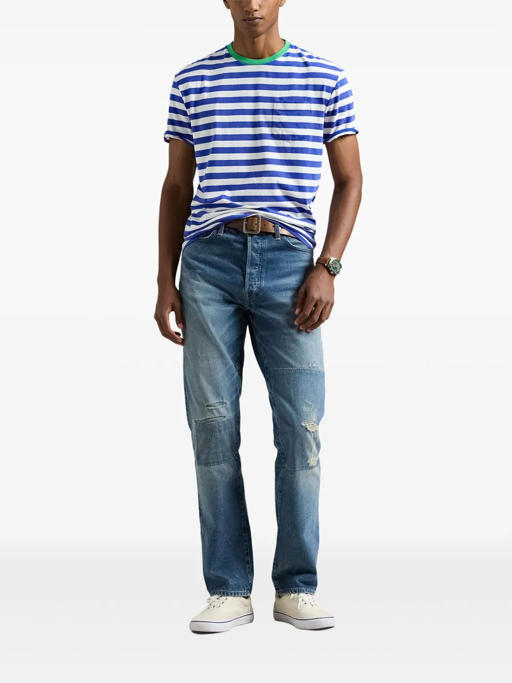 Polo Ralph Lauren Classic Fit Striped Jersey T-shirt In White