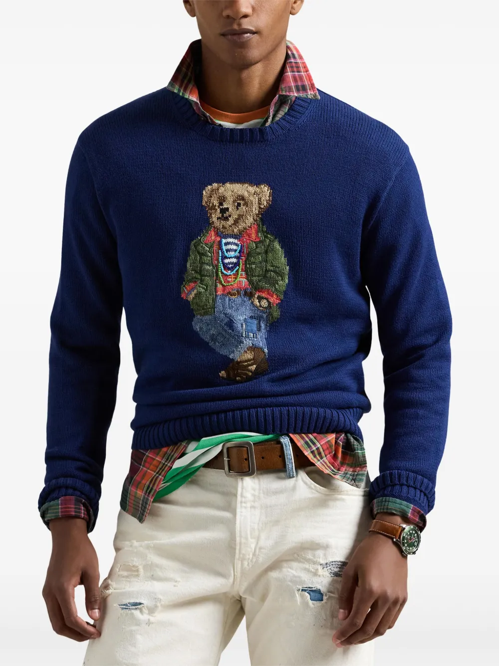 Shop Polo Ralph Lauren Polo Bear Knitted Sweater In Blue