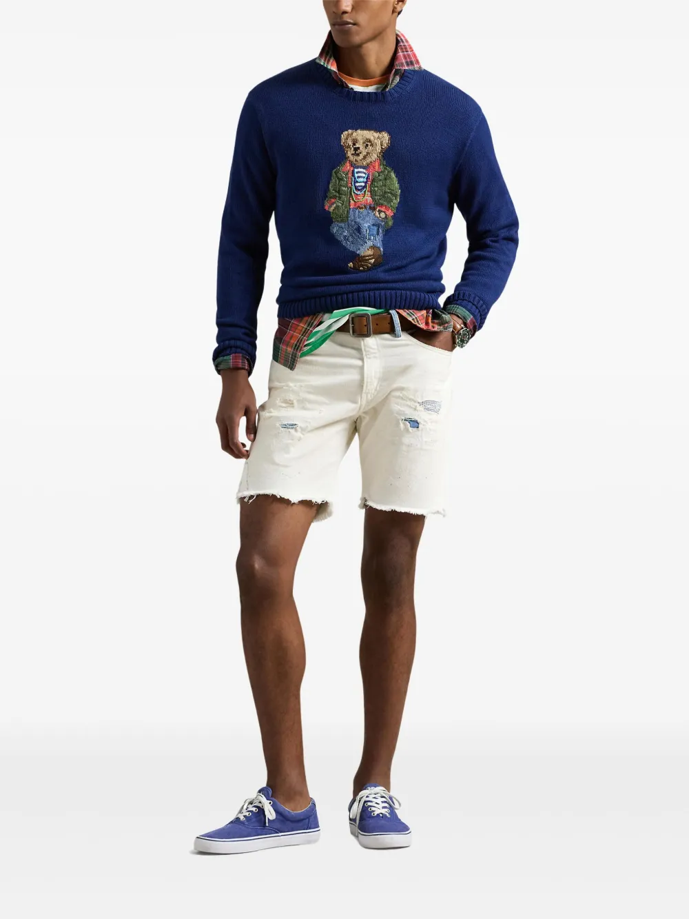Shop Polo Ralph Lauren Polo Bear Knitted Sweater In Blue