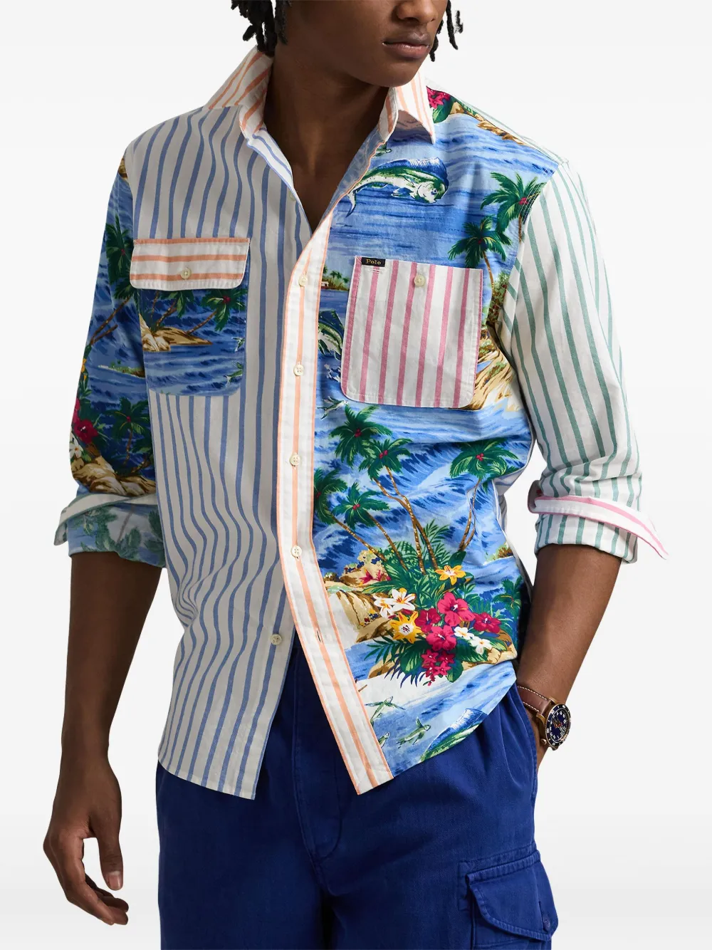 Polo Ralph Lauren Overhemd met patchwork Blauw