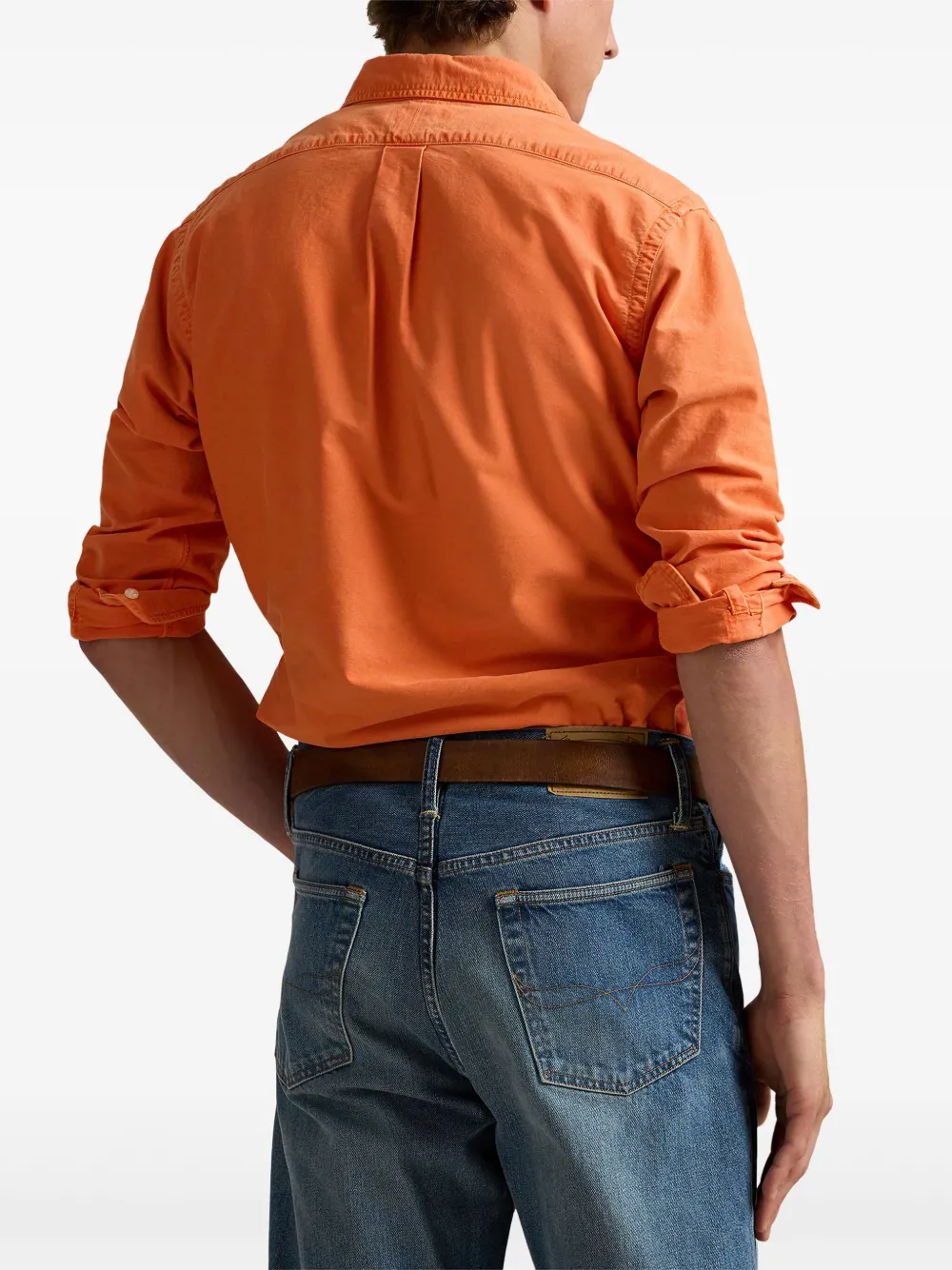 Polo Ralph Lauren Classic Fit Solid Orange Linen Button-down Shirt In Orange