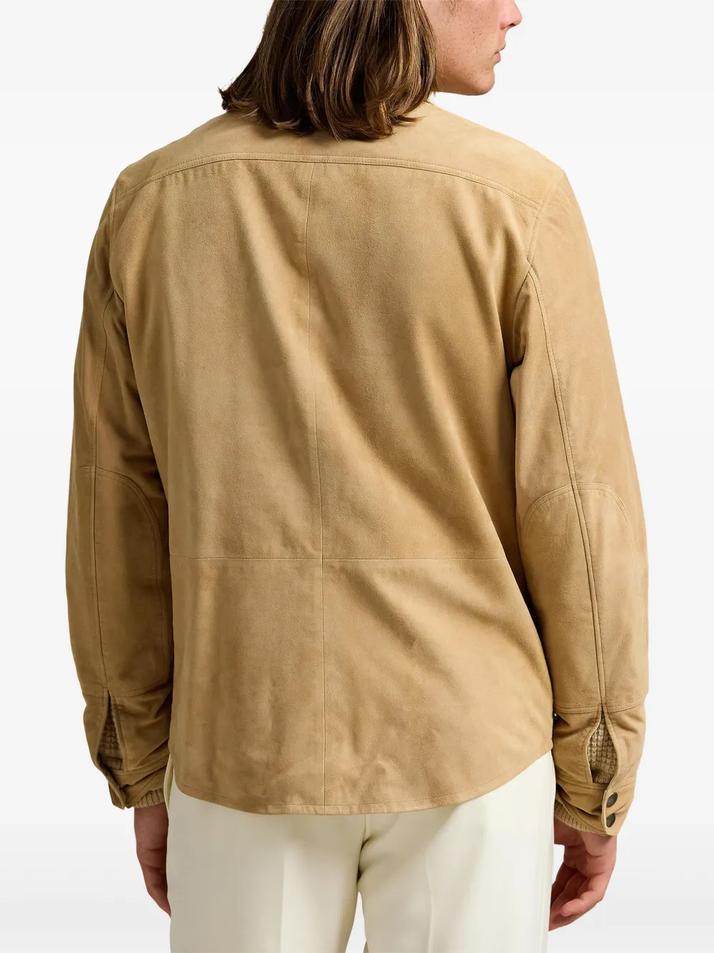 Polo Ralph Lauren Reversible Suede-taffeta Shirt Jacket In Neutrals