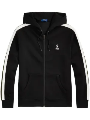 Polo Ralph Lauren stripe-detail zip-up Hoodie | Black | FARFETCH AO