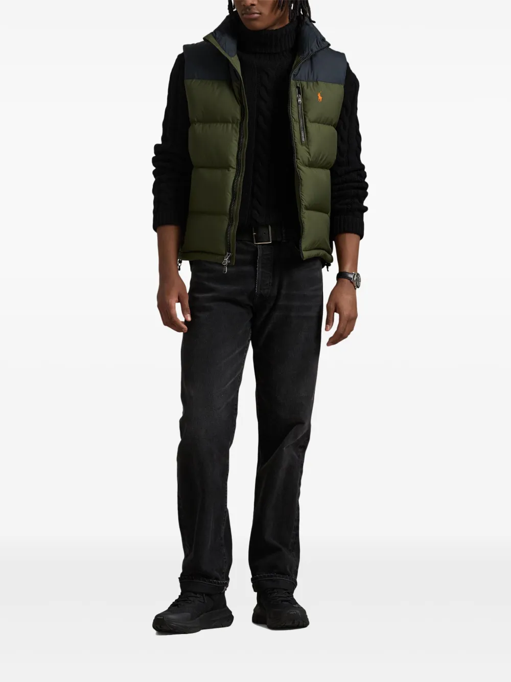 Polo Ralph Lauren The Gorham Colour-blocked Down Gilet In Green