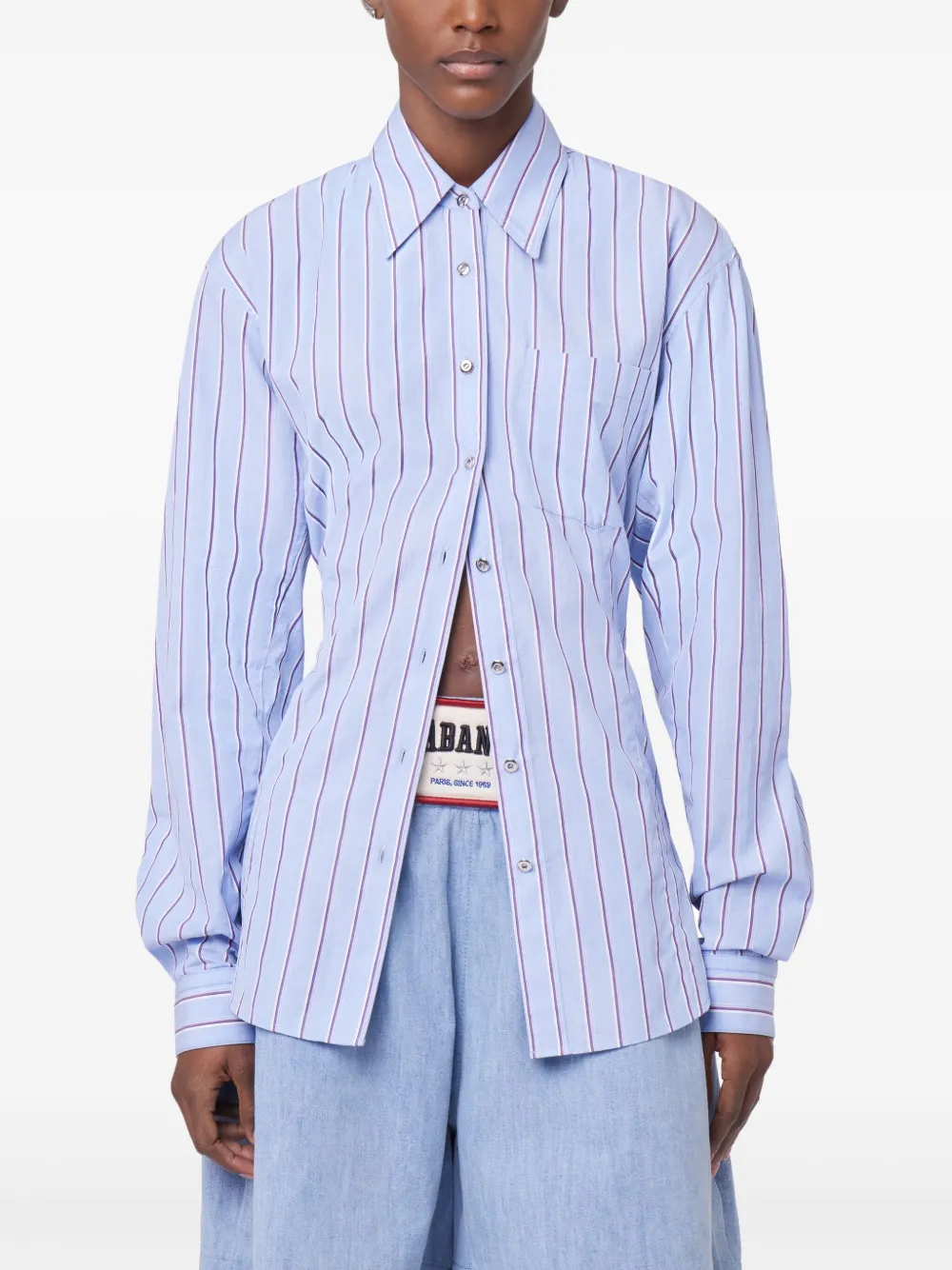 Shop Rabanne Striped Shirt In Blue