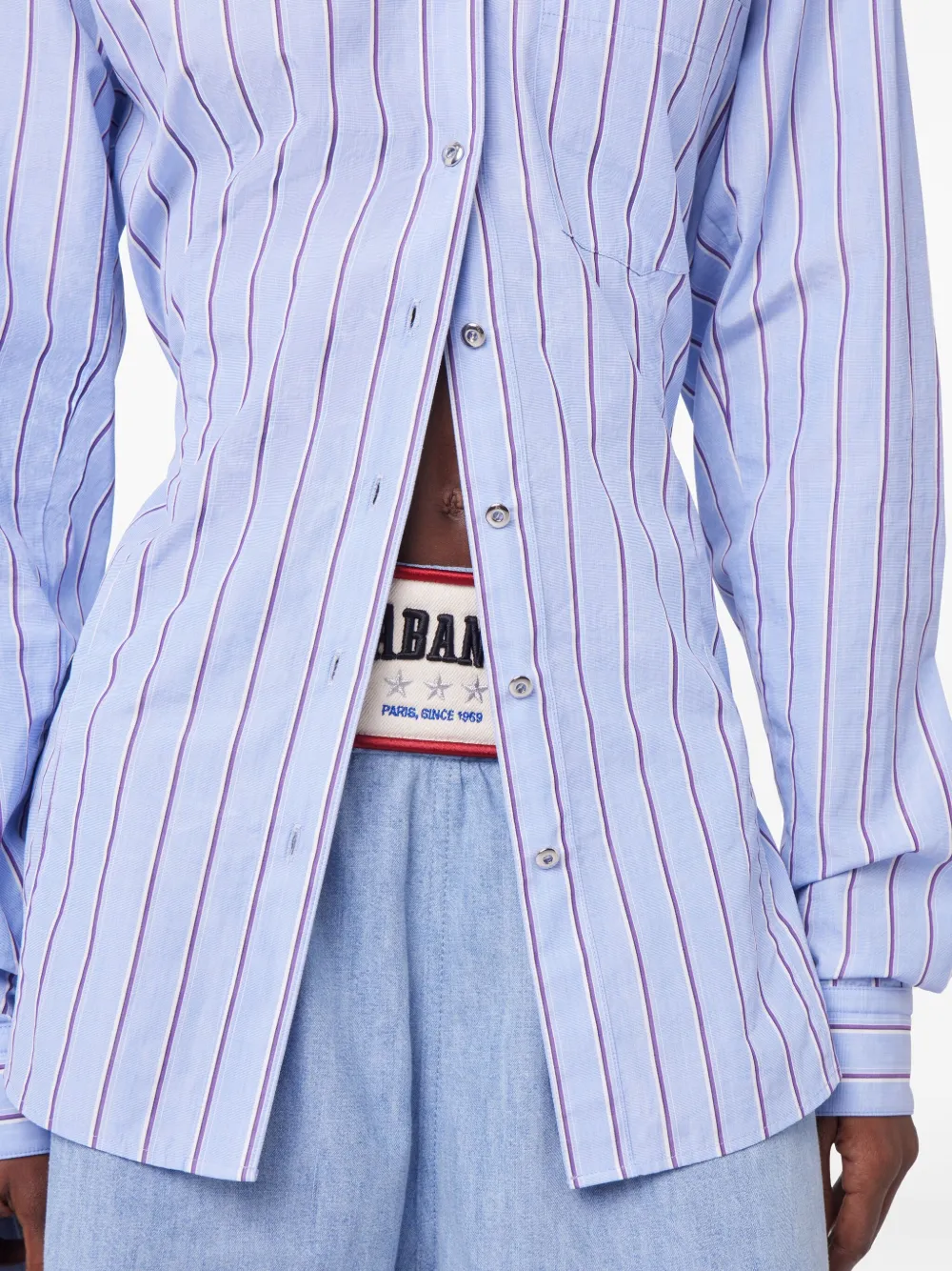 Shop Rabanne Striped Shirt In Blue