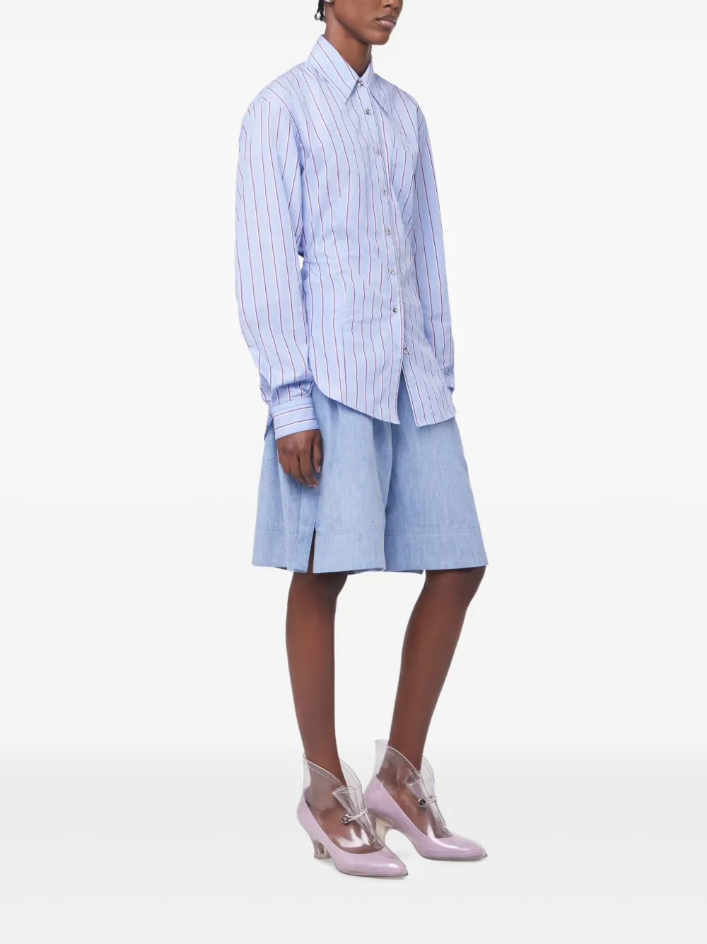 Shop Rabanne Striped Shirt In Blue