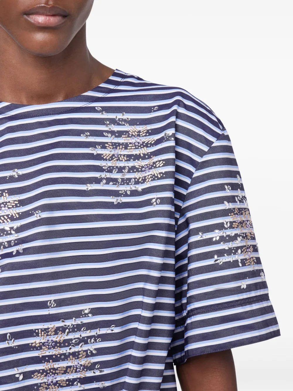 Shop Rabanne Striped T-shirt In Blue