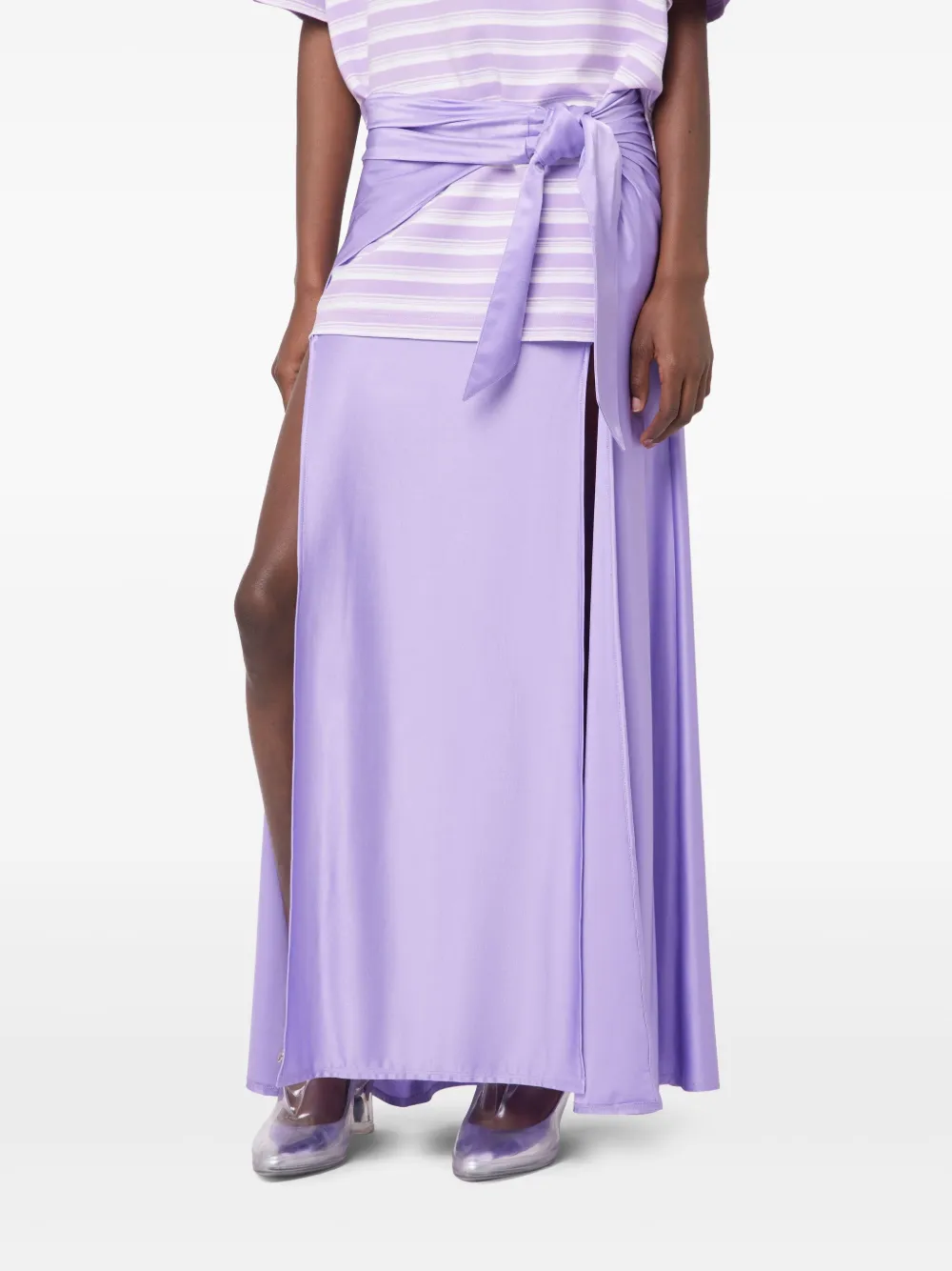 Shop Rabanne Jersey Maxi Skirt In Purple