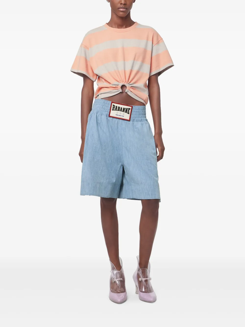 Rabanne Gestreept T-shirt Oranje