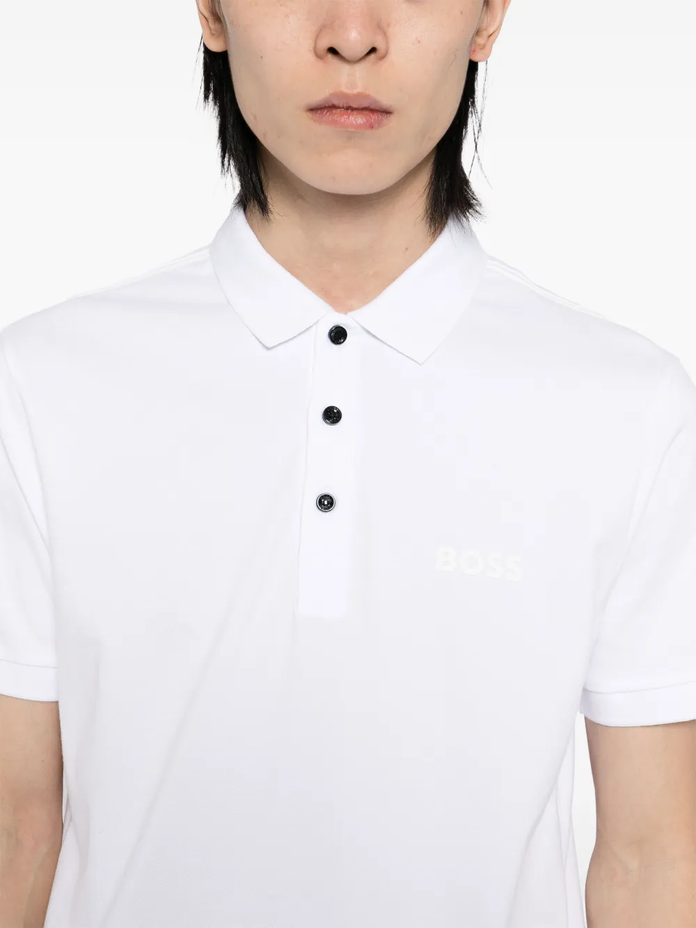 BOSS Poloshirt met logoprint Wit