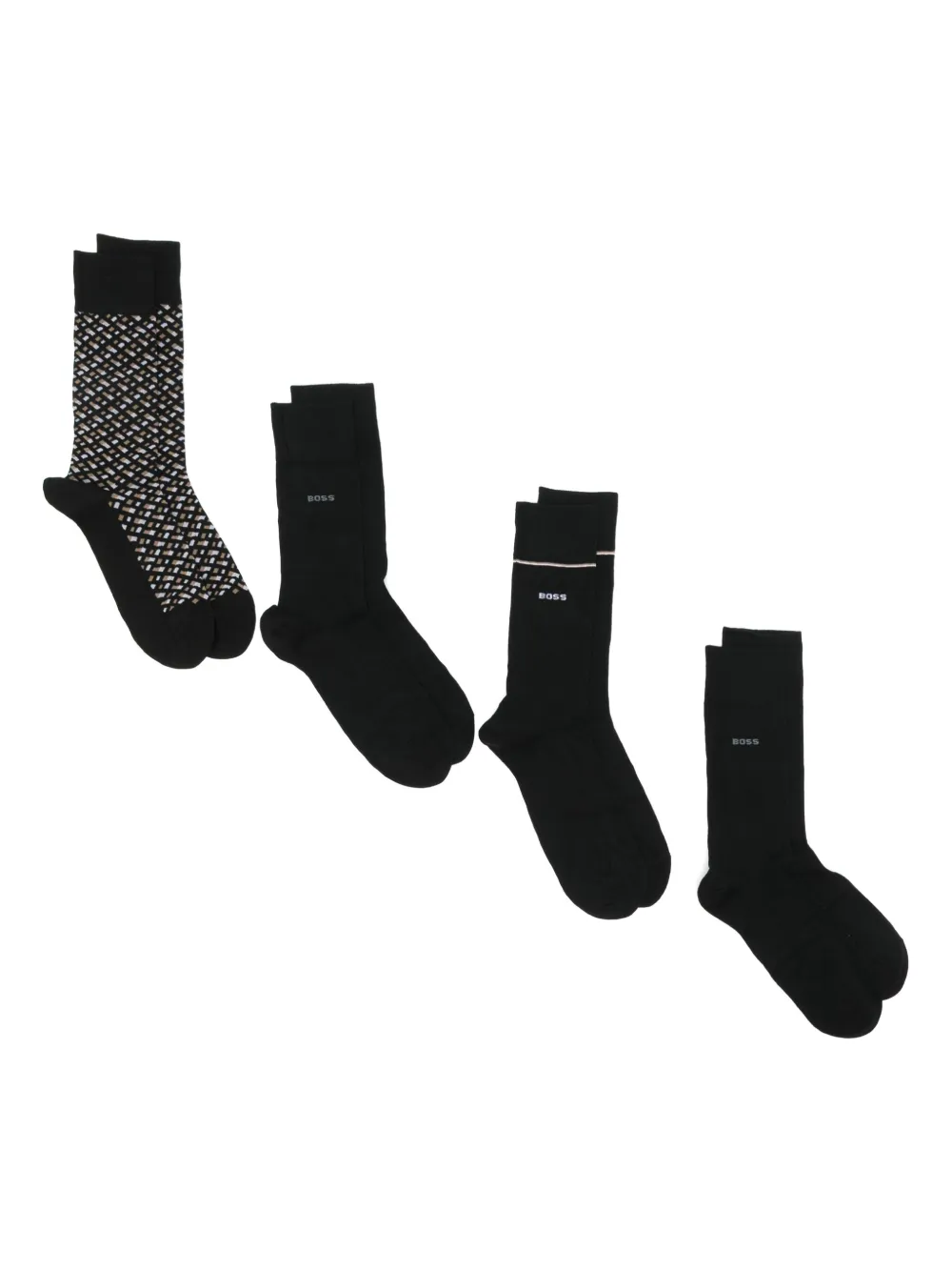 BOSS intarsia-knit logo socks (set of 4) – Black BOSS intarsia-knit logo socks (set of 4) – Black