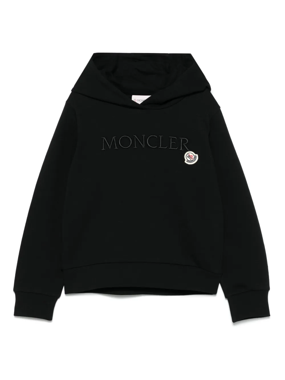 Moncler Enfant Hoodie met geborduurd logo Zwart