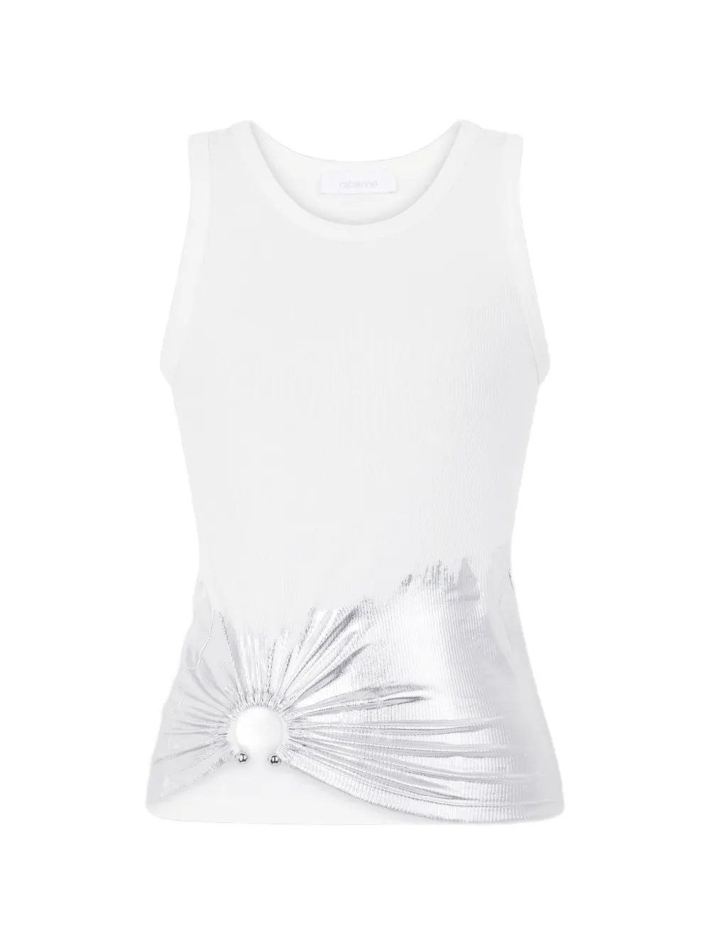 Rabanne Geribbelde tanktop met applicatie Wit