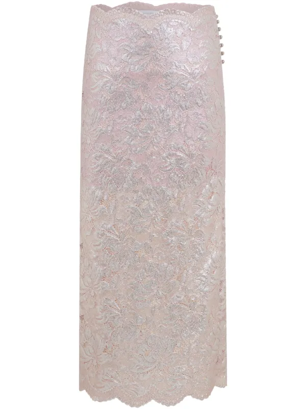 Rabanne Lace Maxi Skirt in Pink