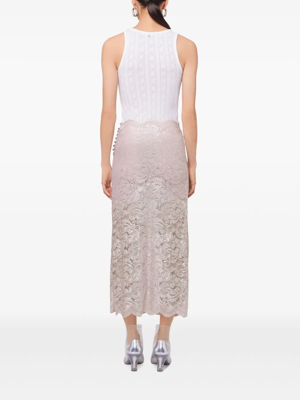 Shop Rabanne Lace Maxi Skirt In Rosa