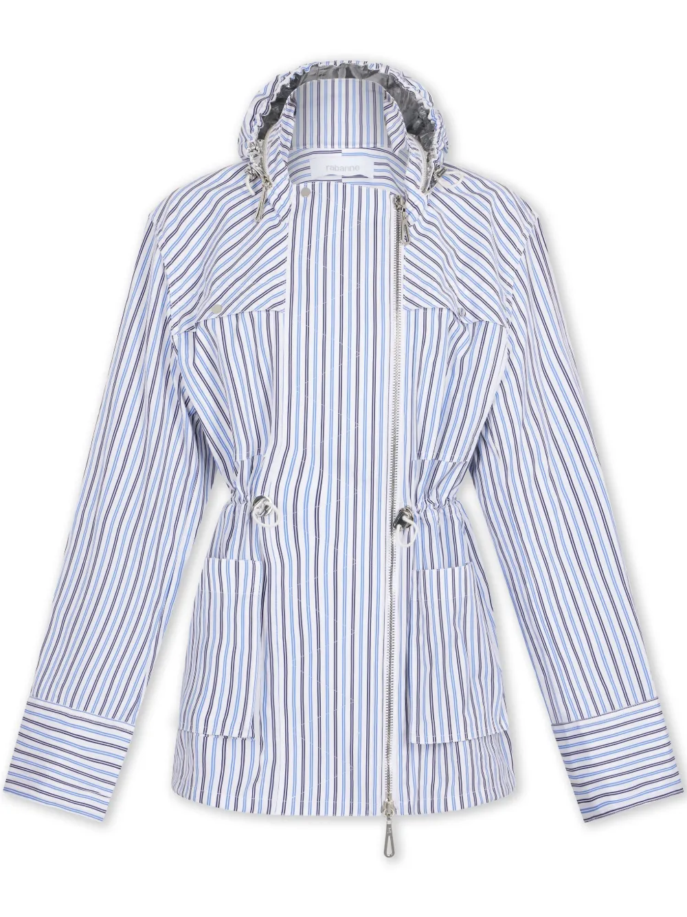 Shop Rabanne Striped Hooded Jacket In Blau