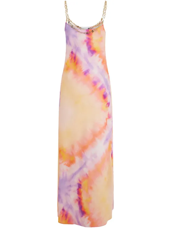 rabanne orange dress Rabanne Printed Stretch-Jersey Midi Dress - Orange