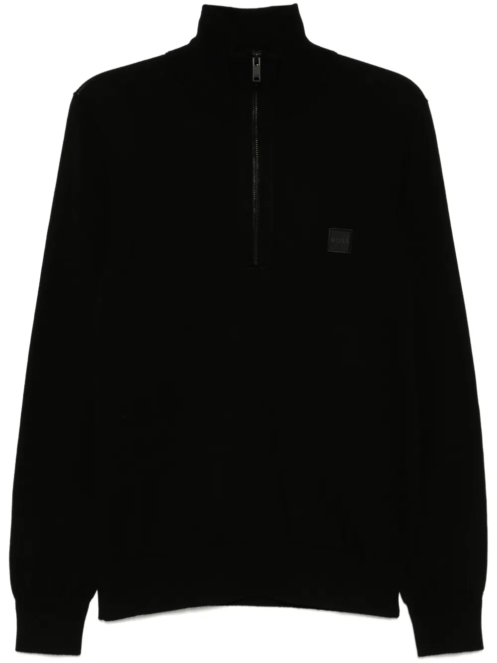 BOSS suéter con parche del logo y cierre | negro | Image 1