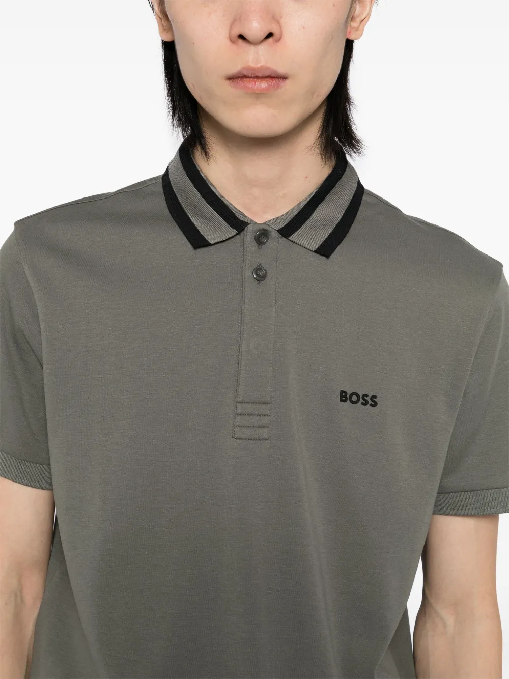 BOSS Poloshirt met logoprint Grijs