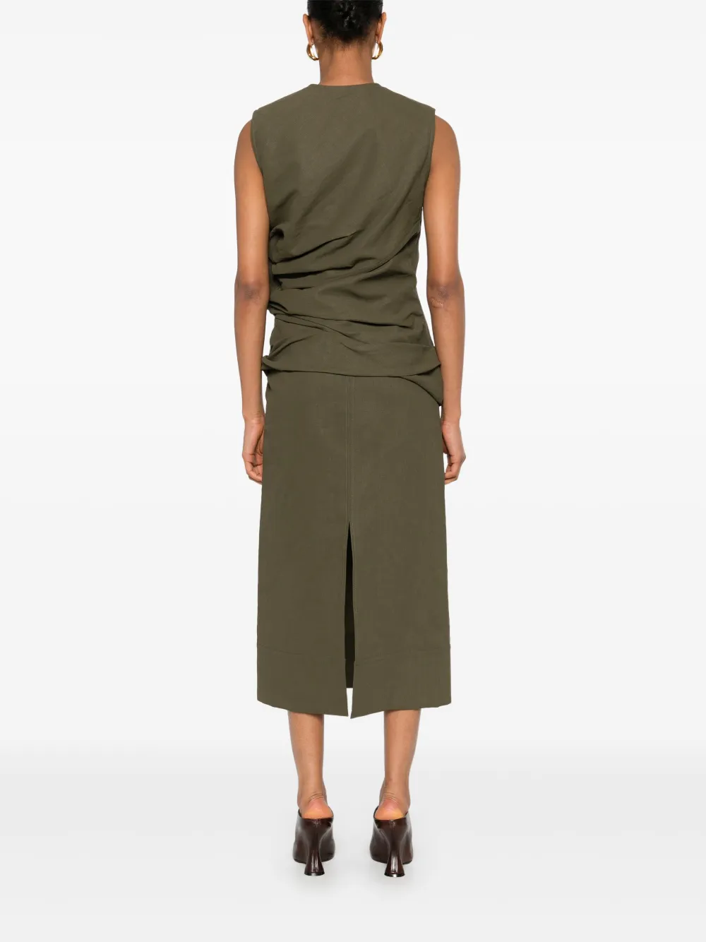 Jil Sander Gedrapeerde maxi-jurk Groen