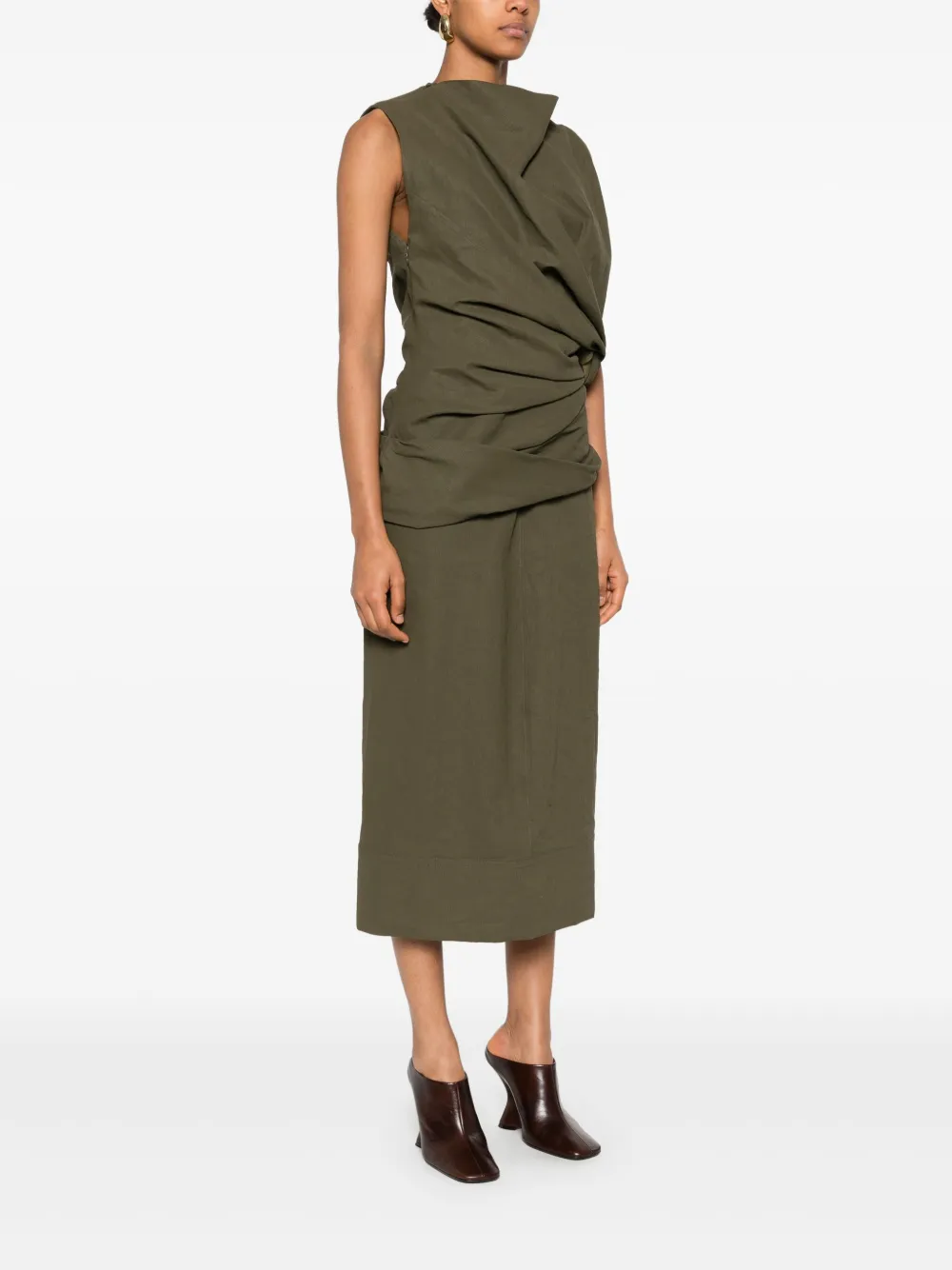 Jil Sander Gedrapeerde maxi-jurk Groen