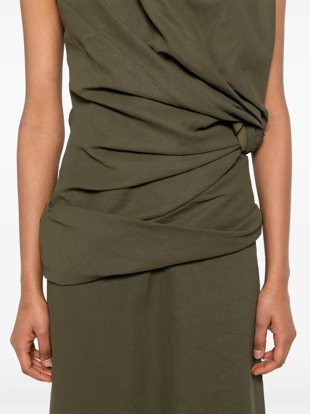 Jil Sander Gedrapeerde maxi-jurk Groen