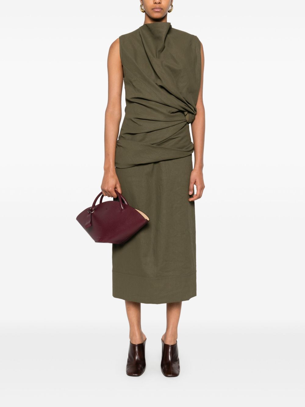 Jil Sander Gedrapeerde maxi-jurk - Groen