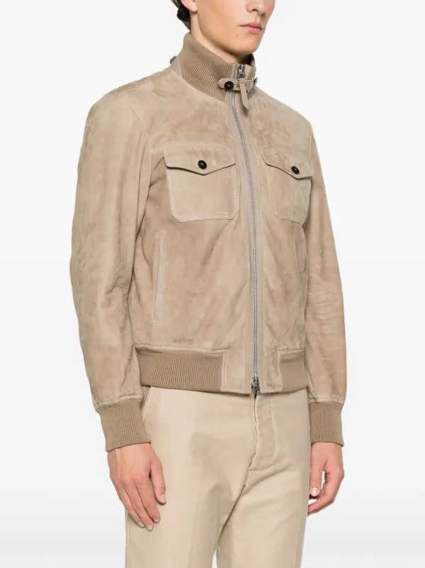 Tom Ford Butter Suede Moto Jacket In Grey | ModeSens