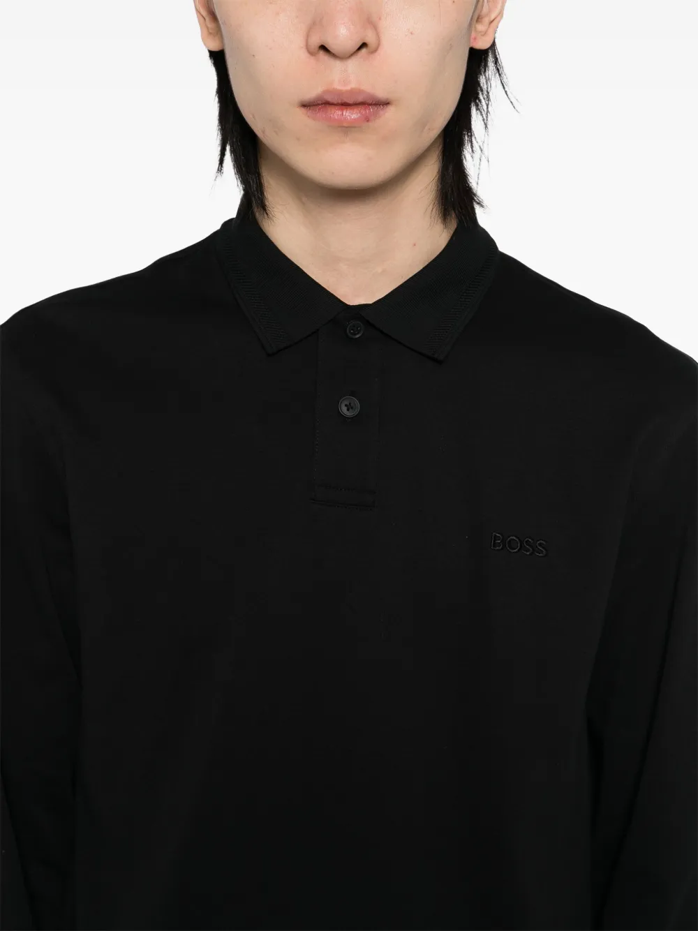 BOSS Poloshirt met geborduurd logo Zwart