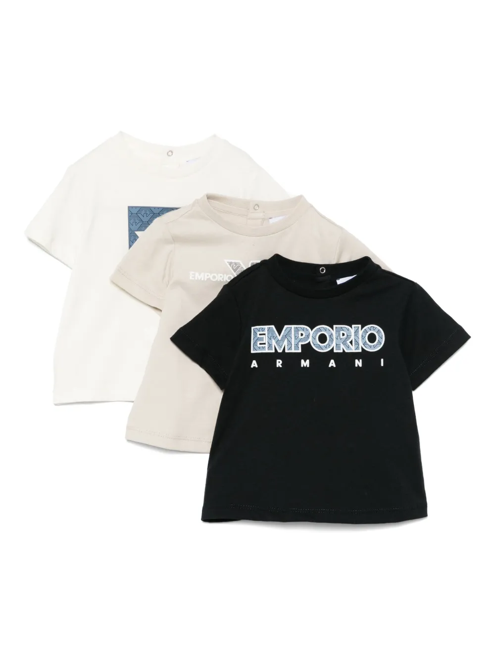 Emporio Ar i Kids Drie T-shirts met logo-reliëf Wit