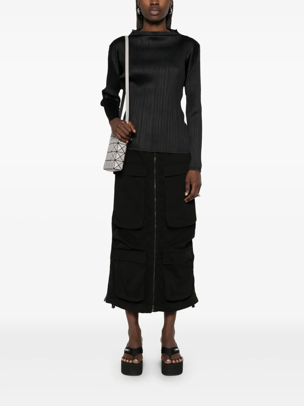 Pleats Please Issey Miyake Plissé top - Zwart