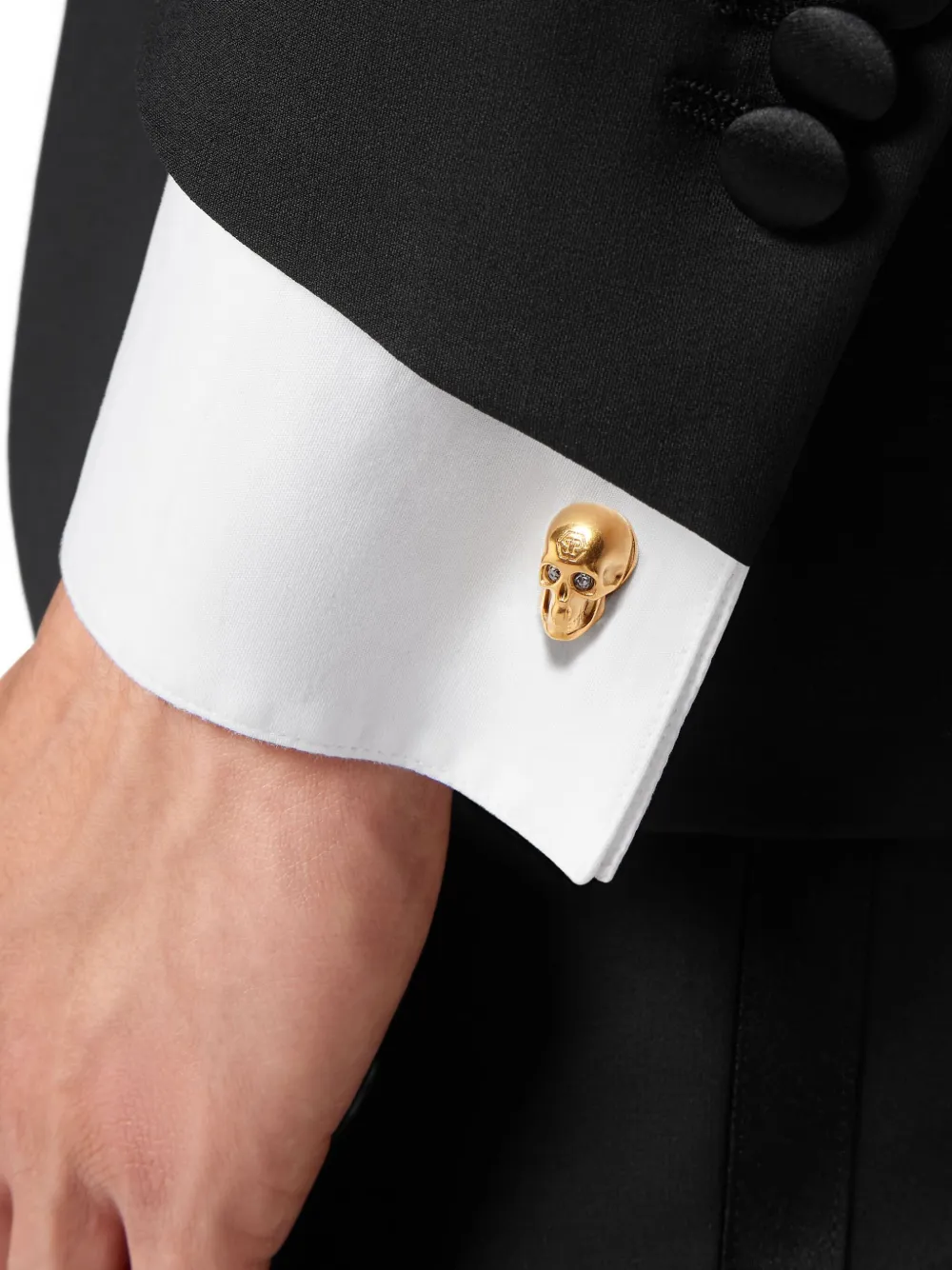 Philipp Plein skull cufflinks - Goud