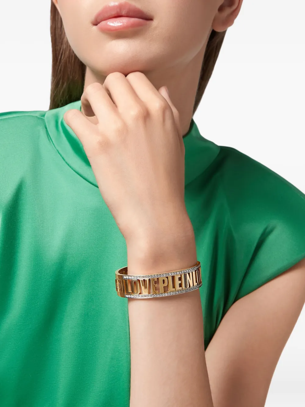Philipp Plein love lettering crystal-bandbracelet - Goud