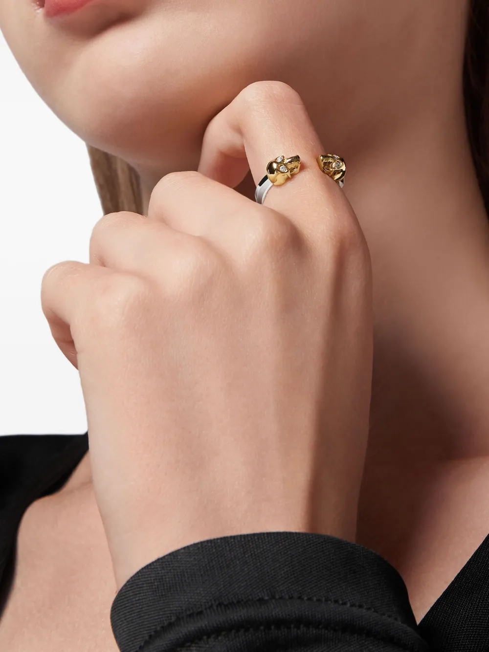 Philipp Plein double skull ring - Goud