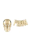 Philipp Plein skull and logo stud earrings - Gold