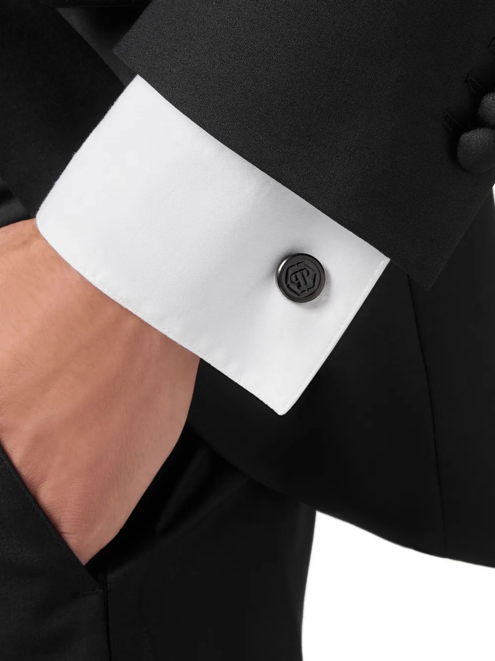 Philipp Plein logo-engraved cufflinks - Grijs
