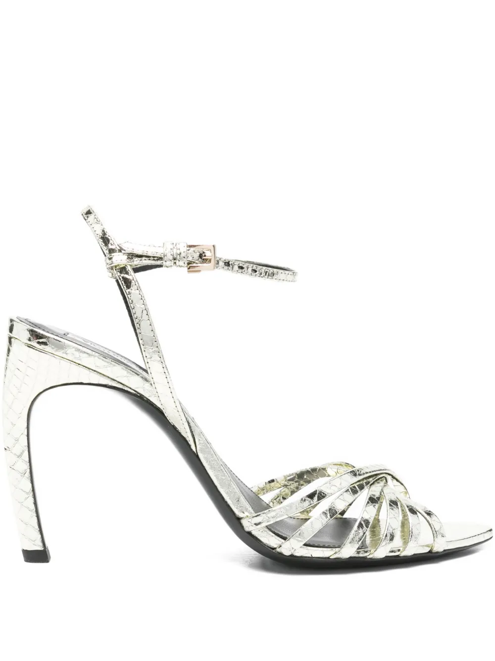 Victoria Beckham 100mm Metallic Leather Ankle-strap Sandals In Gold