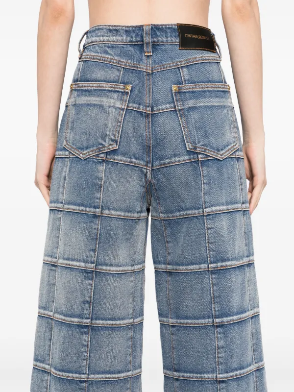 Cynthia Rowley Windowpane wide-leg Jeans | Blue | FARFETCH