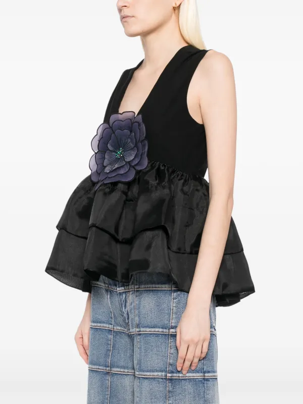 トップス Flower organdie camisole BLACK トップス Flower organdie camisole BLACK トップス Flower