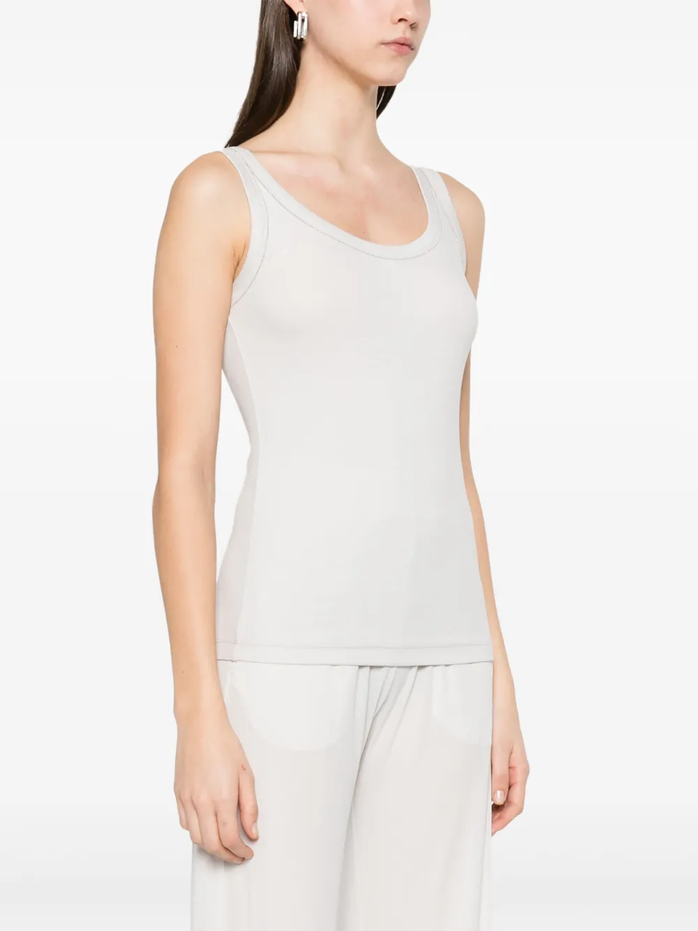 Shop Fabiana Filippi Bead-detail Tank Top In Grey